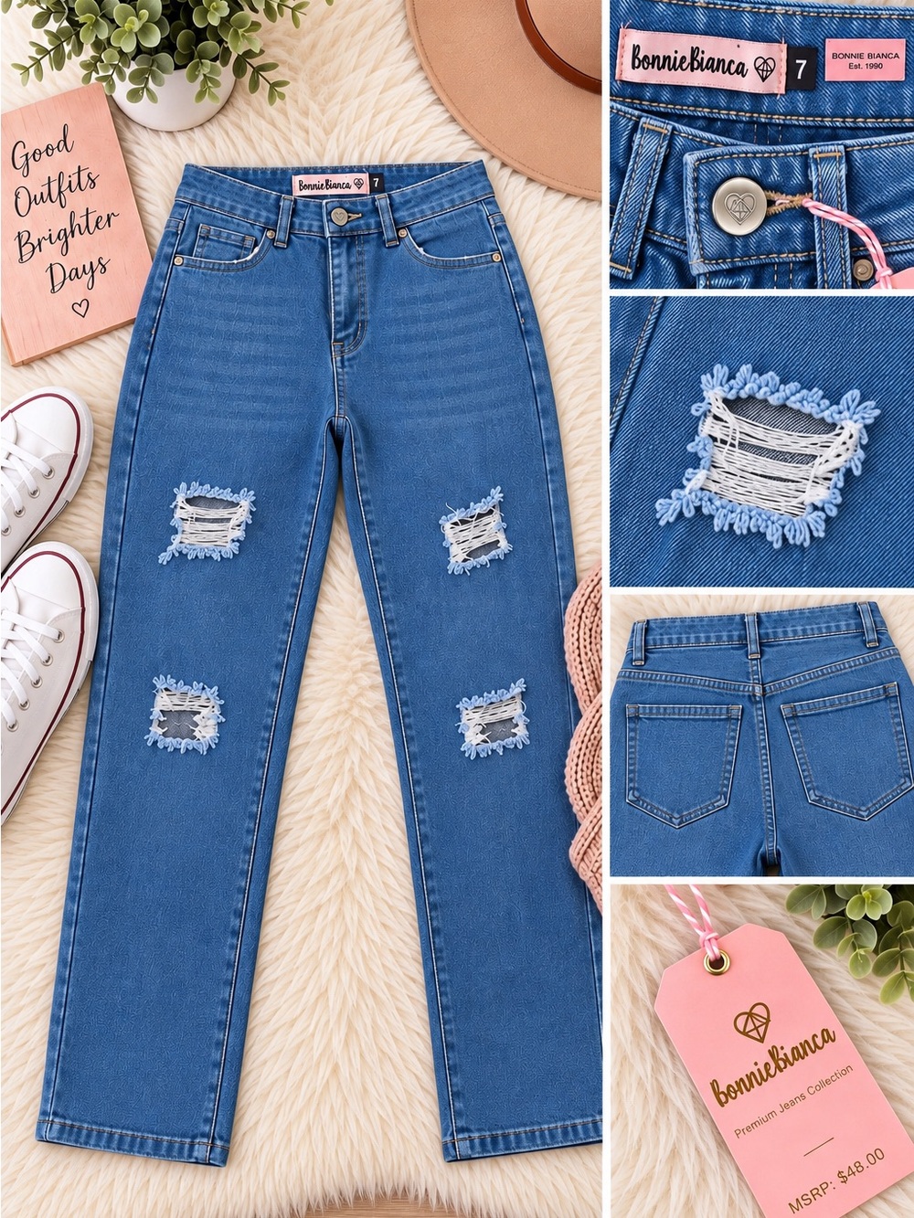Bonnie Bianca High-Rise Distressed Jeans – Size 7 💕